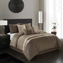 Cheap ???? Grand Avenue Trinity Beige And Taupe Geometric Comforter 6 Pc. Set ????