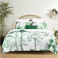 Cheap ❤️ Azores Palm Printed 3-Piece Oversized Quilt Set ????