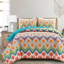 Cheap ???? Lush Decor Boho Chevron Reversible Cotton 3 Pc. Quilt Set ????