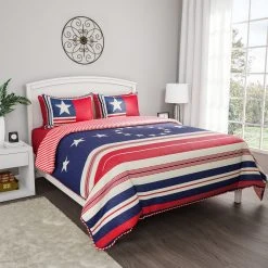 Deals ???? Lavish Home Glory Bound Patriotic Americana Flag Print 3 Pc. Quilt Set ????