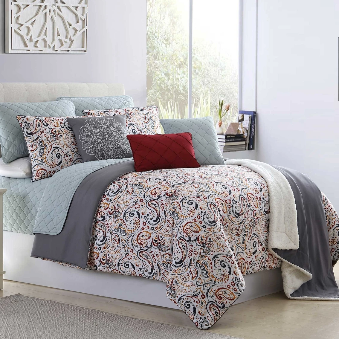 Cheap ✨ Pacific Coast Textiles Mavia 10 Pc. Reversible Comforter/Coverlet Set ✔️ 1 Cheap ✨ Pacific Coast Textiles Mavia 10 Pc. Reversible Comforter/Coverlet Set ✔️