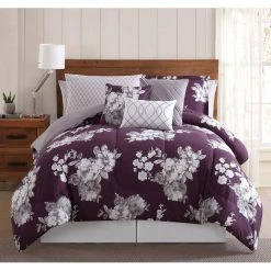 Flash Sale ???? Style 212 Peony Garden Floral Purple 12 Pc. Queen Bed Ensemble ????