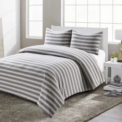 Promo ???? Style Quarters Super Soft Shadow Stripe Gray And White Jersey Twin Comforter Set ????