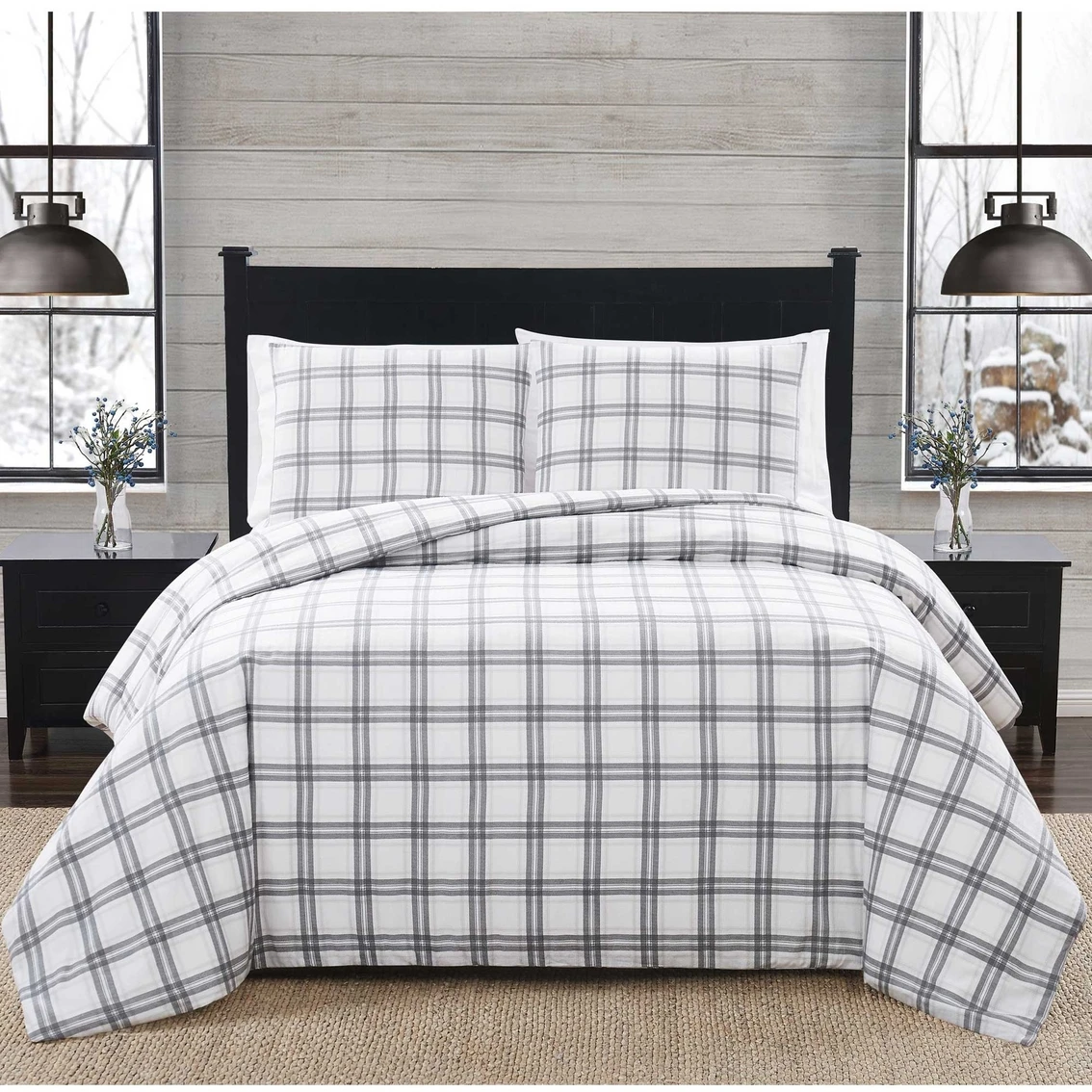Deals ???? London Fog Grey Plaid 3 Pc. Flannel Comforter Set ???? 1 Deals ???? London Fog Grey Plaid 3 Pc. Flannel Comforter Set ????