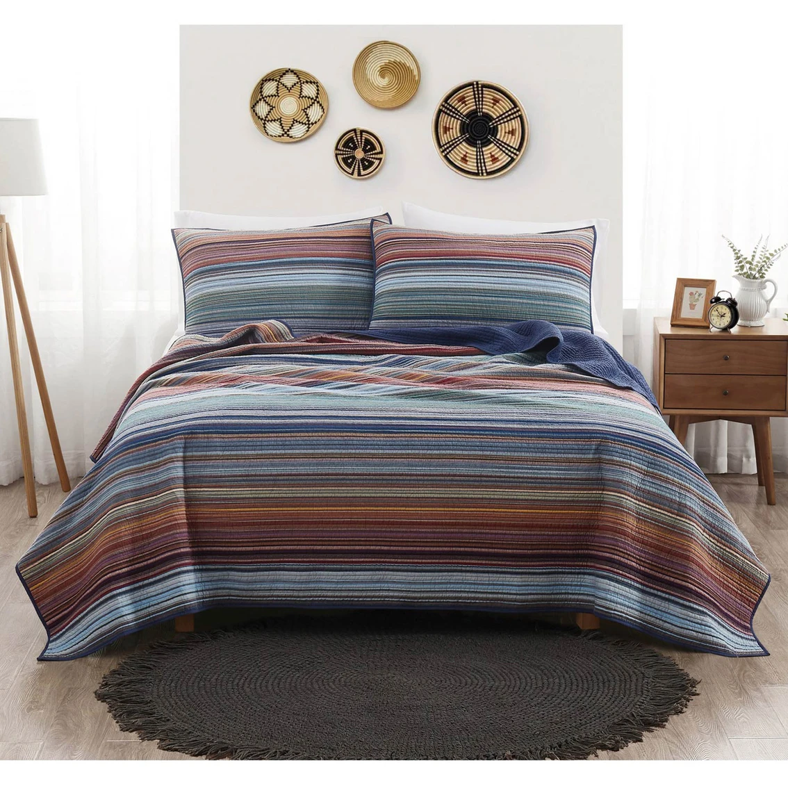 Hot Sale ⌛ Brooklyn Loom Met Stripe Yarn Dye Quilt Set ⭐ 1 Hot Sale ⌛ Brooklyn Loom Met Stripe Yarn Dye Quilt Set ⭐