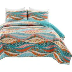 Coupon ???? Lush Decor Hailey Watercolor Wave Reversible Cotton 3 Pc. Quilt Set ???? -J. Queen New York shop unnamed file 1704