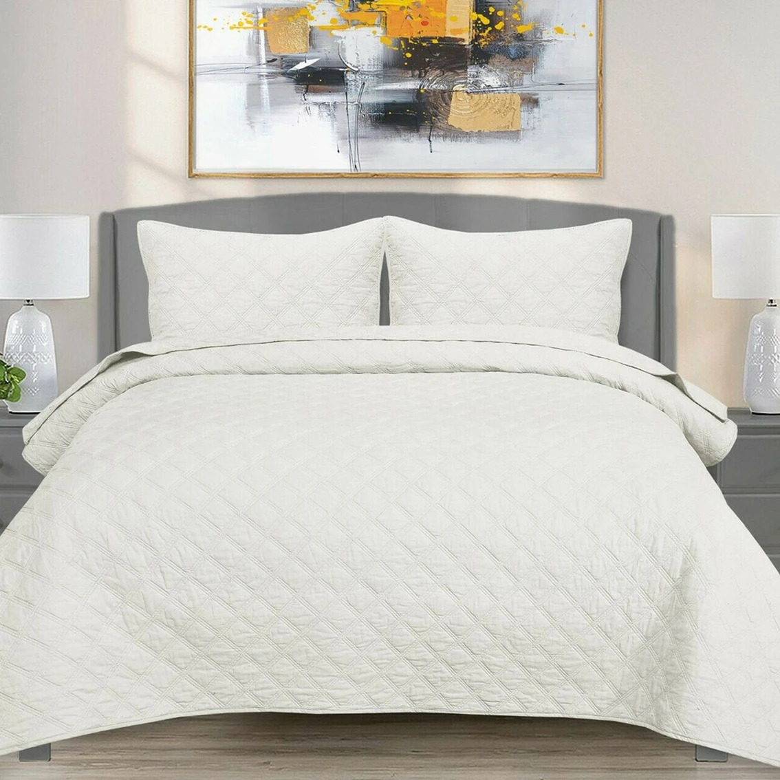 New ⌛ EnvioHome 100% Cotton Solid Quilt Bedding Set ???? 1 New ⌛ EnvioHome 100% Cotton Solid Quilt Bedding Set ????