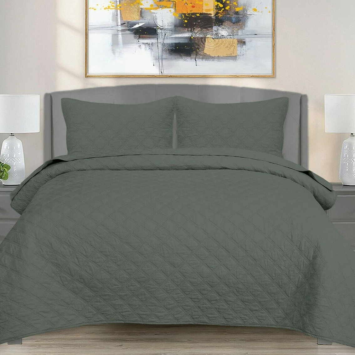 New ⌛ EnvioHome 100% Cotton Solid Quilt Bedding Set ???? 2 New ⌛ EnvioHome 100% Cotton Solid Quilt Bedding Set ???? - Image 2