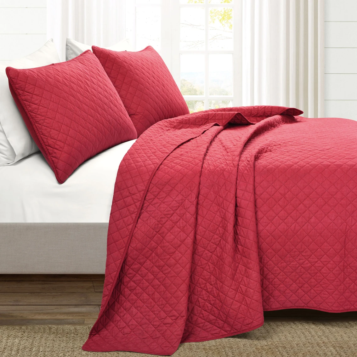 Cheapest ???? Lush Decor Ava Diamond Oversized Cotton 3 Pc. Quilt Set ???? 2 Cheapest ???? Lush Decor Ava Diamond Oversized Cotton 3 Pc. Quilt Set ???? - Image 2