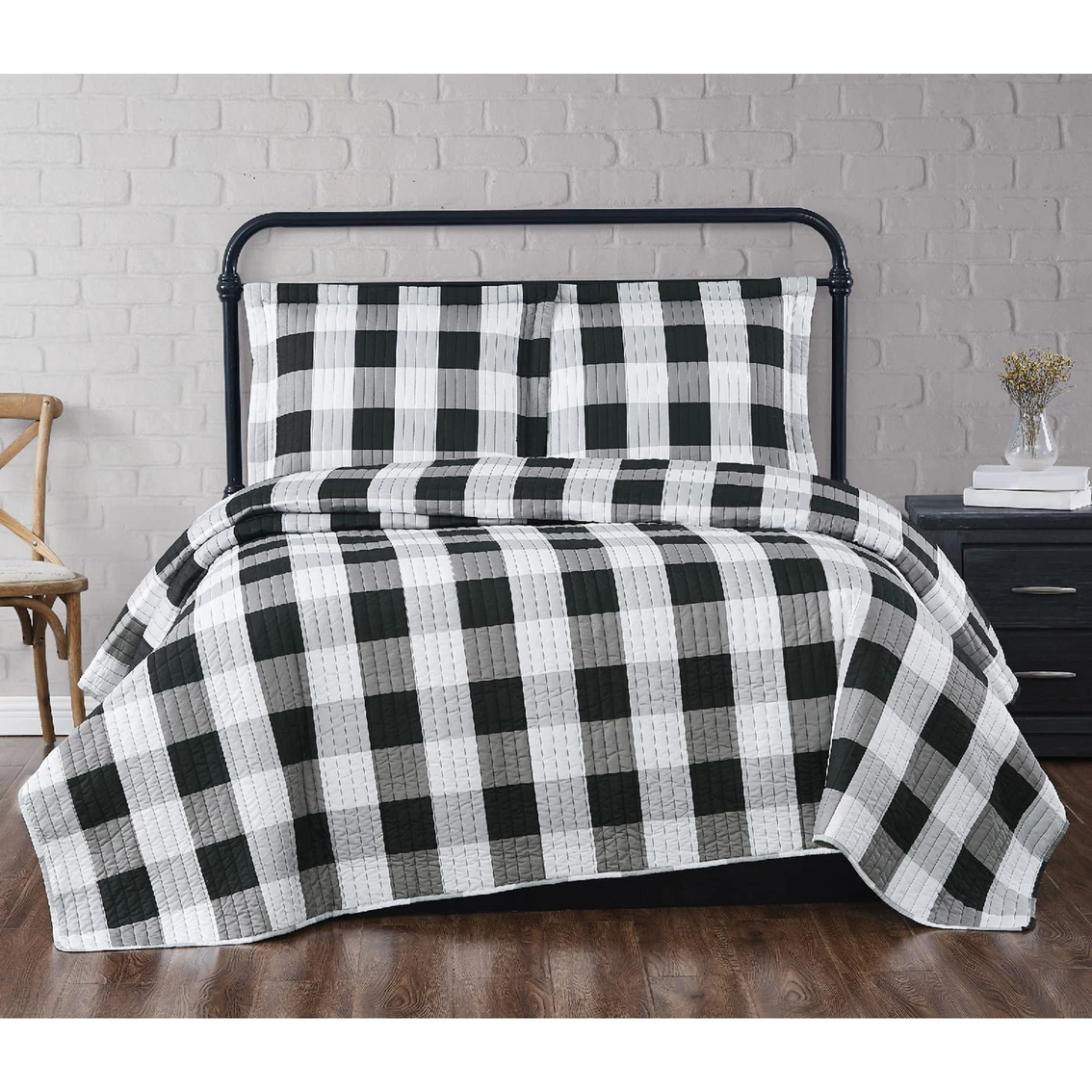 Outlet ???? Truly Soft Everyday Black Buffalo Plaid Quilt Set ???? 1 Outlet ???? Truly Soft Everyday Black Buffalo Plaid Quilt Set ????