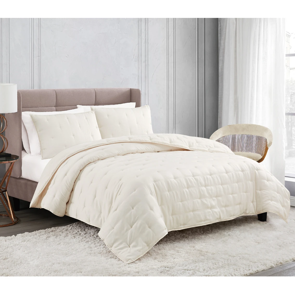 Best Sale ✨ Badgley Mischka Tufted Matte Satin Quilt Set ???? 1 Best Sale ✨ Badgley Mischka Tufted Matte Satin Quilt Set ????