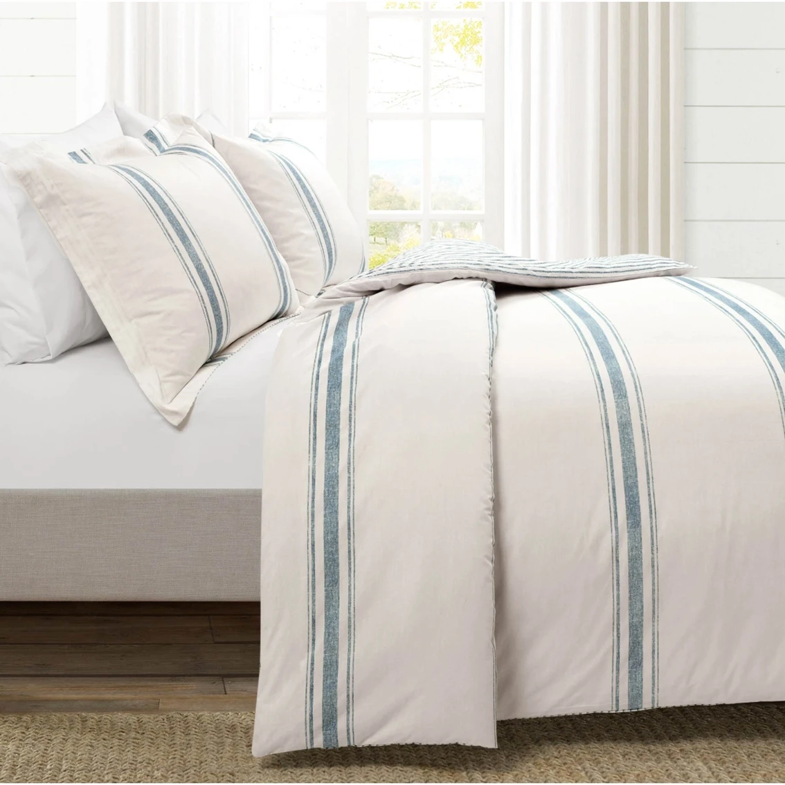 Buy ???? Lush Decor Farmhouse Stripe Duvet Cover 3 Pc. Set ???? 2 Buy ???? Lush Decor Farmhouse Stripe Duvet Cover 3 Pc. Set ???? - Image 2