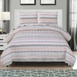 Brand new ???? EnvioHome Cotton Blend Reversible Seersucker Striped Quilt Set ???? -J. Queen New York shop unnamed file 702