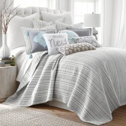 Wholesale ❤️ Levtex Home Bondi Stripe Gray Quilt Set ????